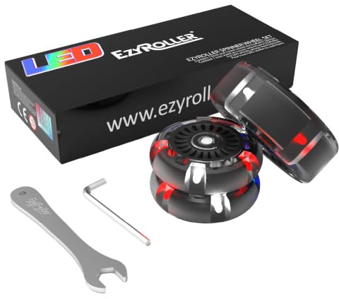 EzyRoller Ersatzrolle Spinner X Ersatz Rad PU mit Werkzeug Ersatzteil für Kinderfahrzeug Outdoor Trike Funfahrzeug (LED)