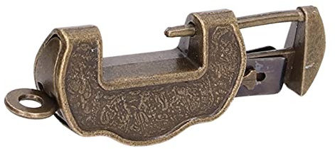 Vecchia serratura a scatola Serratura cinese antica Serratura stile retrò Serratura retrò con chiave Vecchia serratura vintage Fiore intagliato Lucchetto retrò per cassetto