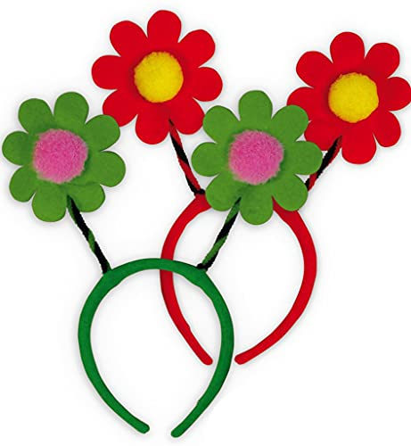 Unbekannt Haarreif mit Blumen, Hippie Haarreif für Blumenkinder, Karneval, Fasching, Rave (rot)