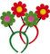 Unbekannt Haarreif mit Blumen, Hippie Haarreif für Blumenkinder, Karneval, Fasching, Rave (rot)