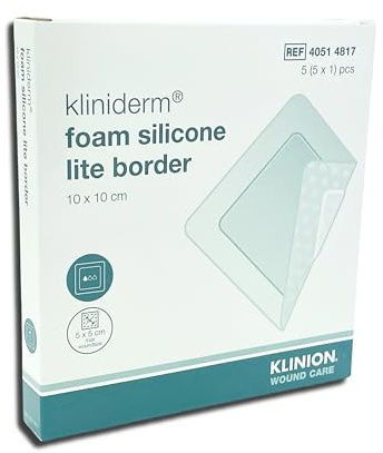 Kliniderm Foam Silicone Lite Border 10x10 cm, Foam Dressing, 5-Pack