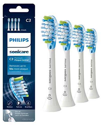 Original Philips Sonicare C3 Premium Plaque Control Zahnbürstenkopf, HX9044/65, 4 Stück, Weiß