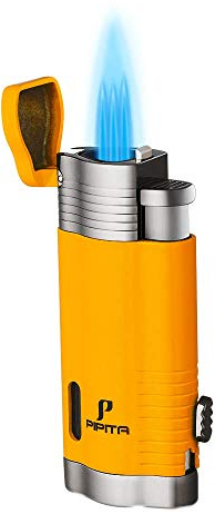 PIPITA Torche Briquet à Triple Jet de Flamme Rechargeable au gaz Butane Briquet avec Puncher Tempete Gaz Coupe-Vent Candle Briquets (Vendu sans gaz)