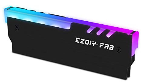 EZDIY-FAB RGB Adressable Mémoire RAM Cooler DDR Dissipateur pour PC Game Overclocking DDR3 DDR4(Compatible avec ASUS Aura Sync,GIGABYTE RGB Fusion et MSI Mystic Light Sync) Noir 1pack