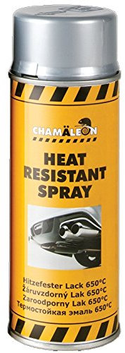 Chamäleon 1K - Barniz resistente al calor, color plateado, 1 x 400 ml, resistente al calor a 650 °C, en aerosol, parrilla y horno
