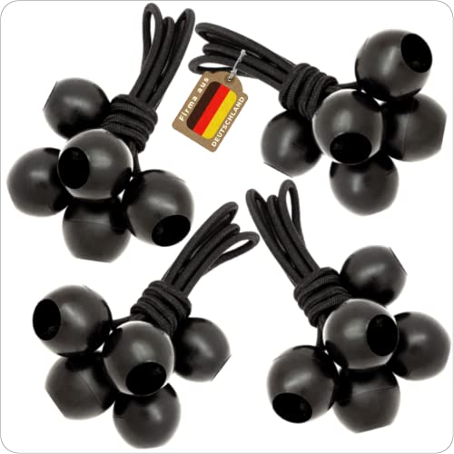 LUCIAMO Spanngummi mit Kugel 20 Stück 100 mm für Pavillon, Zelt, Sonnensegel, Plane, Balkonsichtschutz, Banner I Gummispanner I Expander-Schlingen I Planenspanner I Zeltgummi (Schwarz)