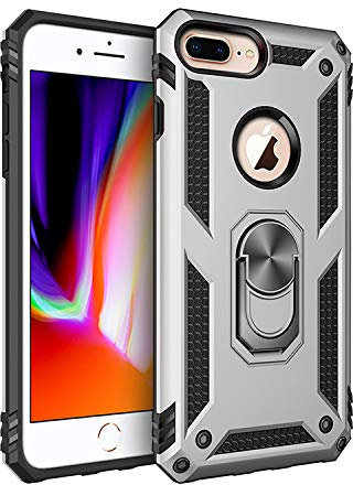 BestST Custodia Compatibile con iPhone 6 Plus/7 Plus/8 Plus Custodia Cover Case Armor Resistente alle Cadute Armatura dell'impatto Robusta Custodia Kickstand Shockproof Protective Case Cover,Argento