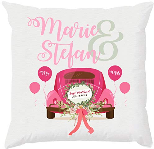 EZYshirt® personalisierbares Kissen zur Hochzeit | Hochzeitskissen | Geschenk zur Hochzeit mit Füllung