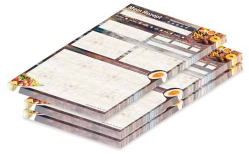 PRICARO Rezeptblock Farmhouse, A4, 25 Blatt, 3 Stück