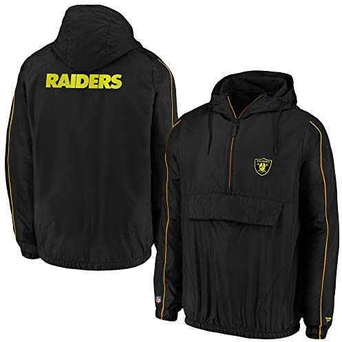 Fanatics NFL Las Vegas Raiders 1/4-Zip Jacke Windbreaker Hoody Iconic Kaputzenjacke (M)
