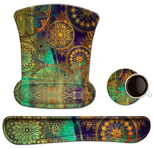 ToLuLu Tastatur Handgelenkauflage, Gel Mauspad, ergonomische Mauspads, Tastatur Handgelenkstütze für Computer, Laptop, Home Office, Memory Schaum für einfaches Tippen, Schmerzlinderung, Mandala Arts