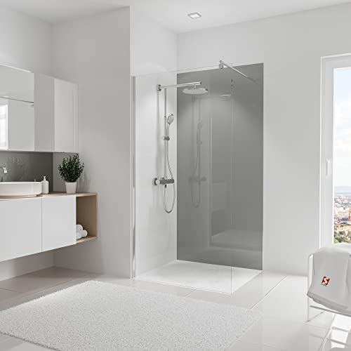 Schulte DecoDesign Hochglanz, Reflex-Grau, 210 x 100 cm, Wandverkleidung als fugenfreier Fliesenersatz, EP19010213 763