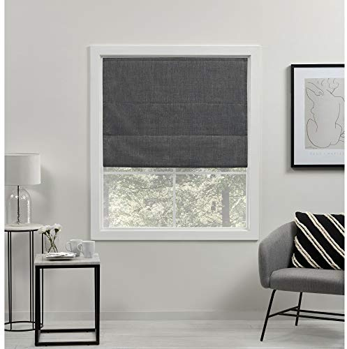 Exclusive Home Curtains Acadia 100% Blackout Polyester Roman Shade, 27x64, Grey
