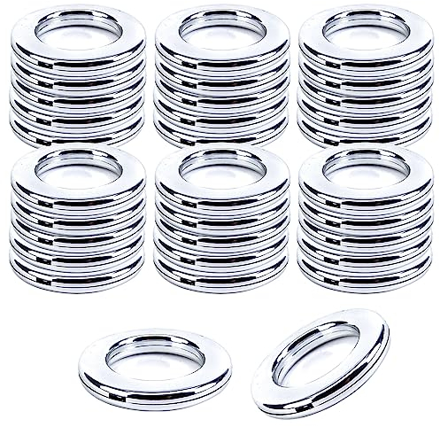HO2NLE 32 Stück Gardinenringe Silber Kunststoff Schlagösen Vorhangringe Duschvorhang Stoffösen 40mm Innendurchmesser Gardinen Ösen für Vorhänge