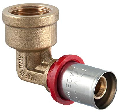 TDM 20er Pressfitting Bogen 90° mit 1/2 Innengewinde – für 2,0mm Rohr, Aluverbund- und Mehrschichtverbundrohr, DVGW geprüft, 1/2 x 20