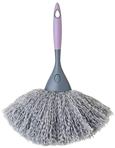 Vigar - Plumero - Para Limpiar Superficies Delicadas - 19,5 x 16 x 34 cm - Colección Hengo - Plumero Atrapapolvo - Mango con Agujero - Plumero de Microfibra- Gris