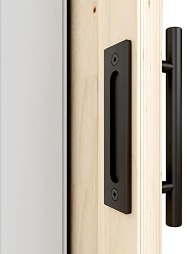 WOLFBIRD Poignée de porte de grange - 30 cm - Noir - Poignée de porte coulissante - Poignée double face pour une porte en bois