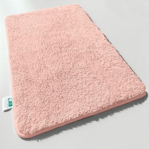 Floordirekt Badematte Sky Soft | Eckig & Rund | Badezimmerteppich | Extra flauschig | rutschfest & Schnell trocknend | Viele Farben & Größen (50 x 80 cm, Rosa)