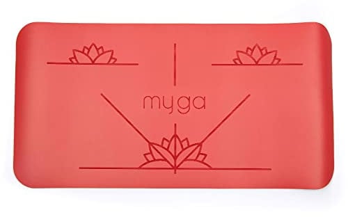 Myga - RY1333 - Alignment Yoga Pad Mat - Non-slip Pads for Extra Cushioning with your Knee - Elbow and Hand Support - 66 x 34 cm - 5mm Thickness - Red
