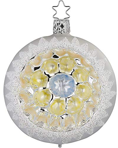 Christbaumschmuck, Christbaumhänger, Christbaumkugel, Reflexe, 8 cm, Blüten Reflex, weiß matt, Serie Elegantes Silber und Weiß