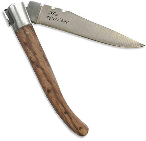 Personalisiertes Messer mit Griff aus Eschenholz