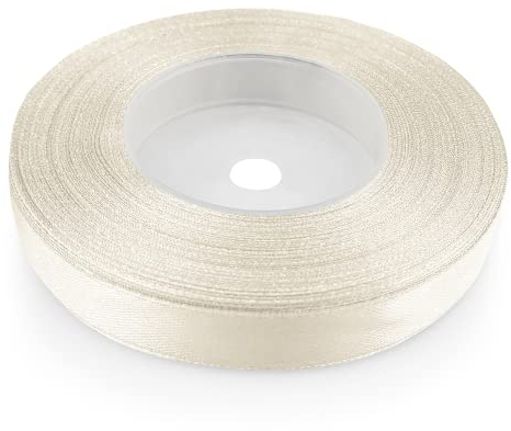 Netuno 1x Satinband Ecru 12 mm x 32 m Schleifenband Geschenkband Dekoband Stoffband bunt Satinrolle farbig Bänder elegant zum Basteln für Hochzeit Taufe Geburtstag Weihnachten Ostern Geschenk