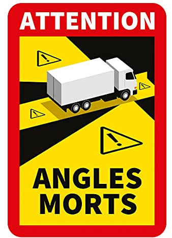 Aufkleber Warnhinweis Toter Winkel LKW Angles Morts für Frankreich Folie selbstklebend | 25x17cm Made in Germany, Größe: 3 Stück