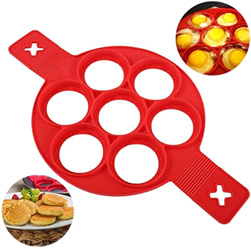 Molde De Silicona Antiadherente Para Huevos De Queso y Panqueques Con 7 Orificios - Molde Para Tortillas