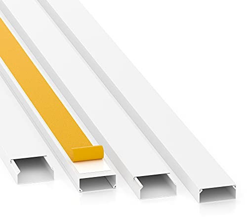 CILSON Kabelkanal 20 m / 20x 1 m Lang - 40 mm Breit 16 mm Hoch, Selbstklebend Weiß, Bodenbelochung u. Doppelseitiges Schaum Klebeband Extra Stark