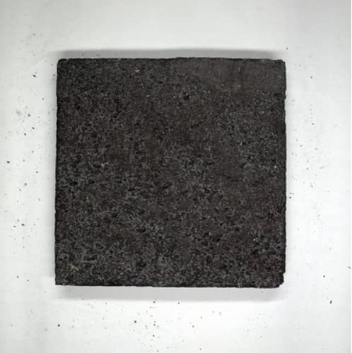Vulkanstein Kochfliesen, flache Oberfläche ohne Rillen, 20,3 x 20,3 cm, Lava Kochstein Pizza, Fleisch, Meeresfrüchte und Gemüse.Outdoor Steakgrill.Camping Grillnetz, Backform, Grill