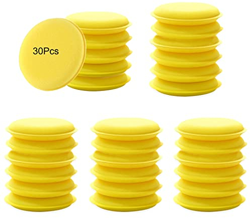 30 Stück Polierschwamm Polierpad Polyurethan Wachs Schwamm Auto Wachs Schwämme Wachsschaum Applikator Pad Weich Schwamm Reinigen Schwamm Polierschwämme Applikator Pads für Autopflege Lack Felgen etc