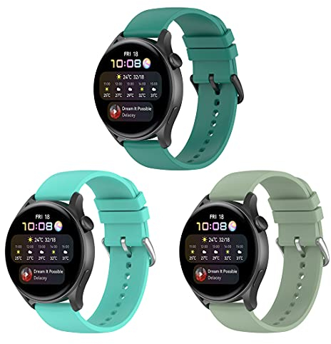 BexidoIera Armband Kompatibel mit Huawei Watch GT 2 42mm/GT 3 42mm/Huawei Watch 2/Honor Watch SE/Honor Magic Watch 2 42mm, [3 Stück] 20mm Weiches Silikon Armbänder Ersatzarmband Uhrenarmband
