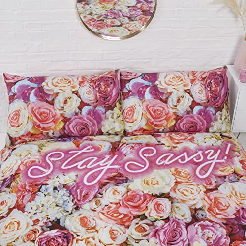 Rapport Home Stay Sassy Pink Floral Roses Duvet Cover Set with matching pillowcases for Double size duvet