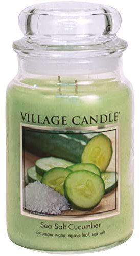 Village Candle Duftkerze im Glas (groß) Sea Salt Cucumber - Tradition Jar - Kerze mit 2-Docht Technologie