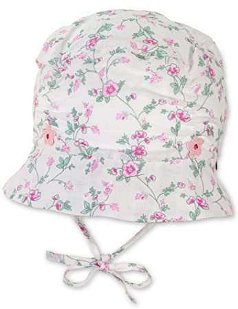 Sterntaler Baby Mädchen Hut Baby Hut Blumen - Baby Hut, Kopfbedeckung Baby Sommer, Sommerhut Baby - aus Baumwolle - weiß, 51