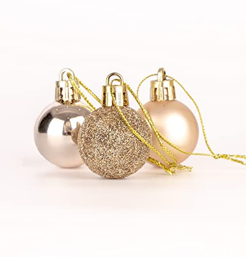 30mm/12Pcs Christmas Baubles Shatterproof Champagne Gold, Christmas Tree Decorations Ball Ornaments Balls Xmas Hanging Decorations Holiday Decor - Shiny,Matte,Glitter