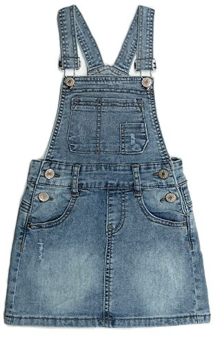 KIDSCOOL SPACE Gonna per Bambine Abito Estivo in Morbido Denim Elasticizzato strappato per Ragazze Blu Intenso 4-5 Anni
