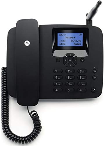 MOTOROLA FW200L fisso Wireless Home | display retroilluminato luminoso | Vivavoce, disponibile in 10 lingue, la regolazione del volume | telefono da tavolo fisso (NERO)
