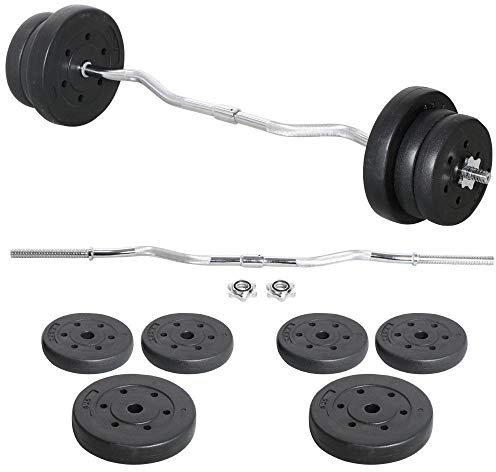 Yaheetech Set Manubri Pesi 25 kg Sollevamento in Ferro Bilanciere con Piastre 2,5 kg/5kg per Bodybulding/Manubri/Bracciate/Squat Barra Curl