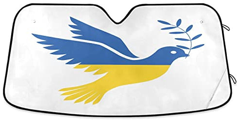 Auto Sonnenblende Flagge Der Ukraine In Form Einer Friedenstaube Auto Windschutzscheiben Abdeckung Wasserbeständig Wärme Sonnenblendenschutz 70x130cm Für Cars, Lkws, Suvs