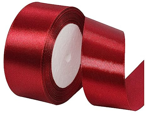 Burgunderrotes Satinband, 3,8 cm, 22,7 m, Weinrot, Satin-Stoffbänder für Geschenkverpackungen, Weihnachtsgirlande, Weihnachtsbaumschmuck, Schleifen, Basteln, Nähprojekte und Hochzeitsfeiern