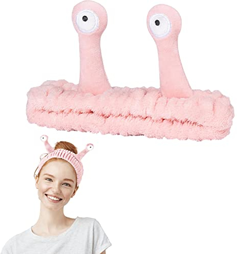 Stirnband zum Waschen des Gesichts, Spa-Hautpflege-Stirnband, Palmen- und Schnecken-Make-up-Stirnbänder, elastisches Stirnband zum Waschen des Gesichts, Dusche, Sport, Schönheit, Hautpflege (Rosa)