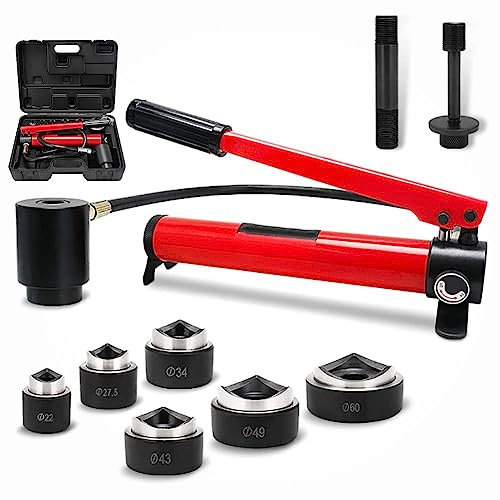 Kit de sacabocados hidráulico de 15 toneladas, juego de cortadores de orificios para conductos de 22-60 mm, kits de herramientas KO con 6 troqueles, herramientas para atornillar láminas de metal
