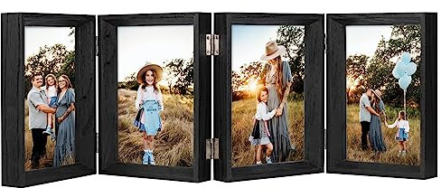 AVEAX Bilderrahmen 13x18 cm Foto Mit Scharnieren 4 Bilderrahmen Collage Geschrägt Mehrere Fotos, Schwarz