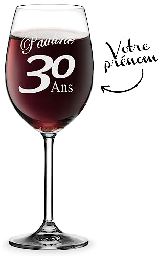 KDO MAGIC Verre à vin personnalisé - Gravure prénom ou texte - Verre à pied personnalisable - Cadeau Noël, mariage, anniversaire (Modèle Anniversaire)