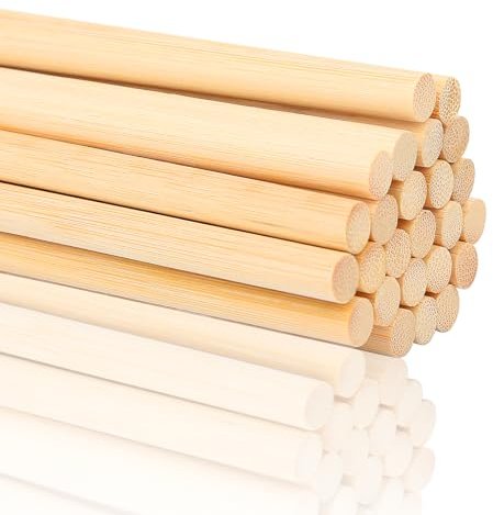 Mbsomnus Batonnet en Bois 8mm 0.32inch Baguette Bois 25 Pièces Bâtonnets de Bois Ronds 30cm Baton Bois pour Barbe a Papa Loisirs Créatifs Cadeaux Faits à la Main Décoration Bricolage
