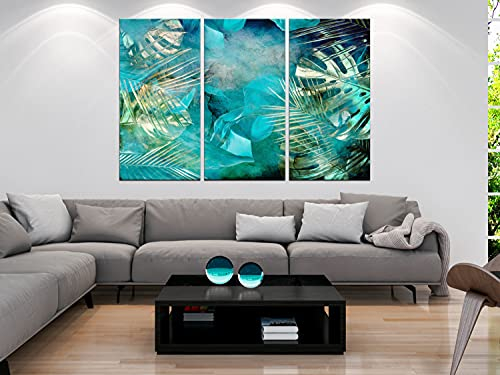 Ovegna Wandbild, Türkis und Gold, 3 Teile [90 x 60]
