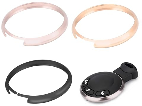 BouGPeng Drei Ringe Schutzhülle Schlüsselring Dekorativer Schlüssel für Fernbedienung Auto Schlüsselanhänger aus Metall für Mini R55 R56 R57 R58 R59 R60(Gold+Champagner+Schwarz)