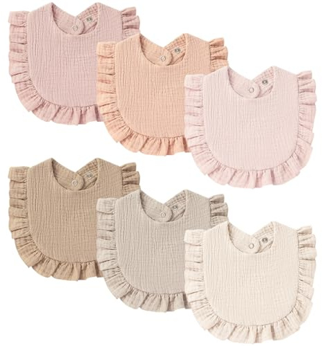 MairMore 8-pack muslin 100% bomull babyhaklappar för unisex, mjukt och absorberande könsneutralt set för matning och dregling