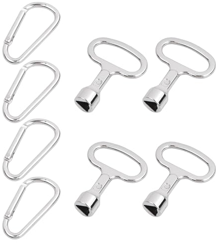 4 Llaves Triangulares Con Mosquetón - Cubo de Basura de Metal, Llave Universal Para Caja Eléctrica, Gas, Agua, Contador de Electricidad y Caja